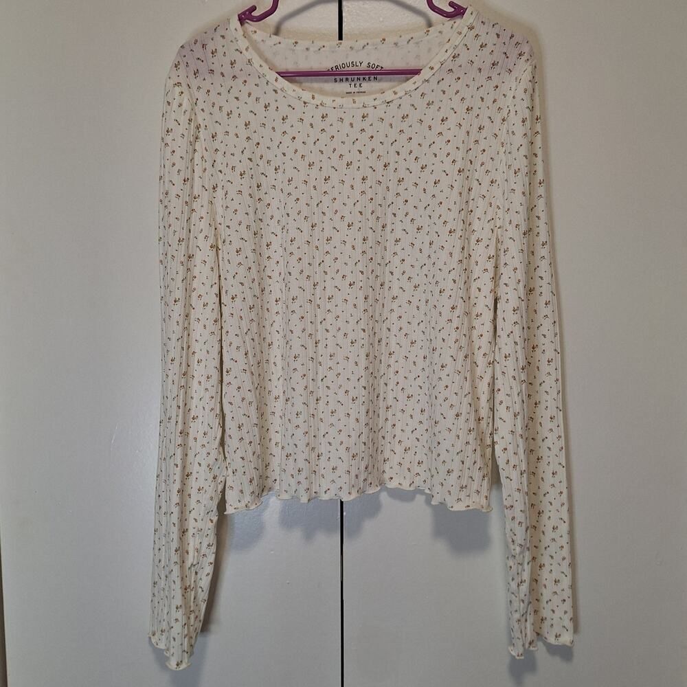 Aéropostale Seriously Soft Shrunken Tee Long Sleeve Floral XXL